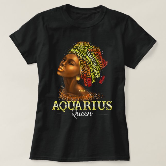 Camiseta Mulheres Aquário Rainha das Mulheres Homens Símbol (Frente do Design)
