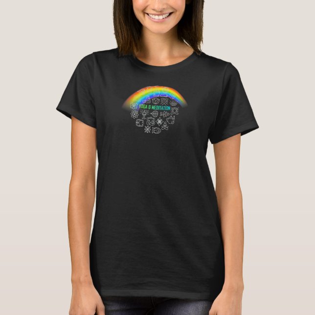 Camiseta Mulheres Arco-íris Vermelho Yoga 3 (Frente)
