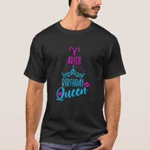 Camiseta Mulheres Aries Aries Aniversário Rainha Zodiac