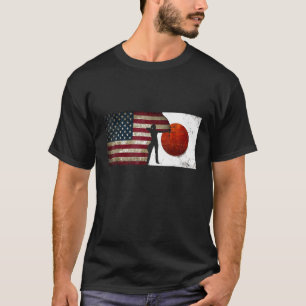 Camiseta Mulheres Arquearia EUA Japão Bandeira Grunge Envel