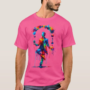 Camiseta Mulheres Arte Colorida de Salpicos Malabarista Bol