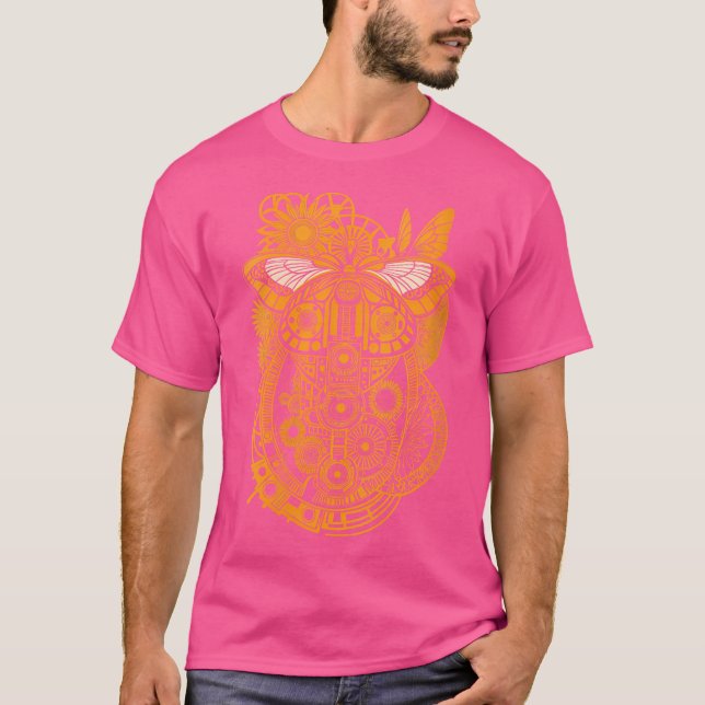 Camiseta Mulheres Arte Mecânica do Girassol Butterfl (Frente)