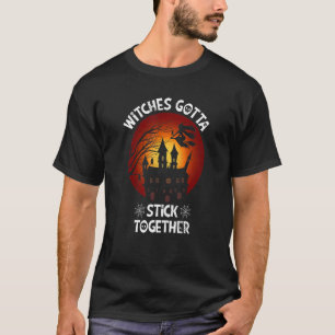 Camiseta Mulheres Assustadas Bruxas de Halloween Assombrada