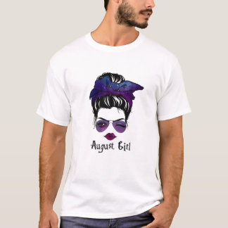 Camiseta Mulheres August Garota Galáxia Cara Piscar os olho