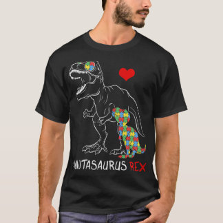 Camiseta Mulheres Auntasaurus Tia Rex Autismo Sensibilizaçã