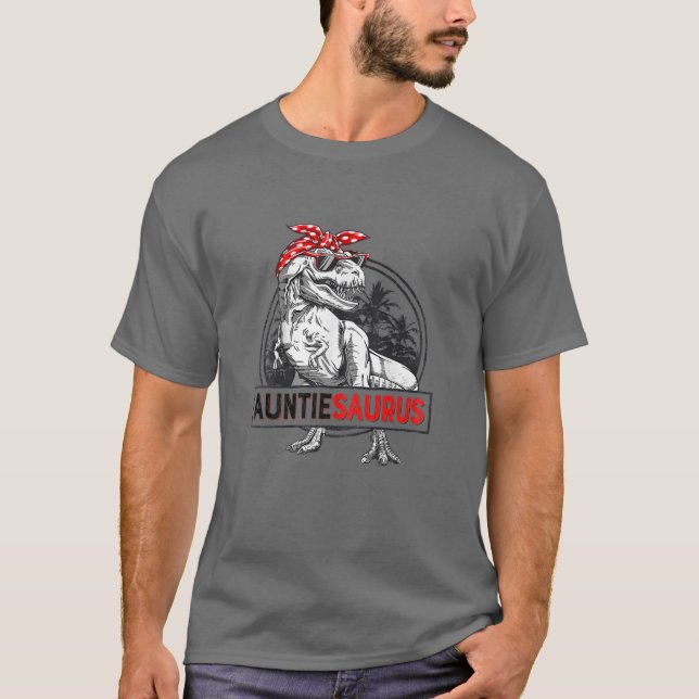 Camiseta Mulheres Auntiesaurus Rex Dinossaur Engraçada Mãe  (Frente)