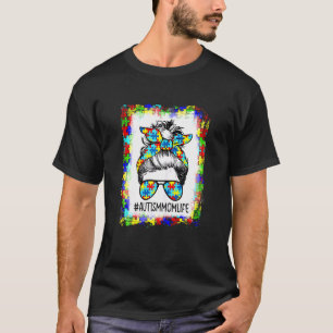 Camiseta Mulheres Autismo da Mãe Vida Cabelo Desgrenhado Óc