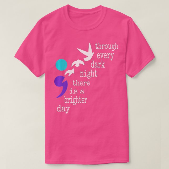 Camiseta Mulheres Aves Semicolon Oferecem Suicídio Prevençã (Frente do Design)