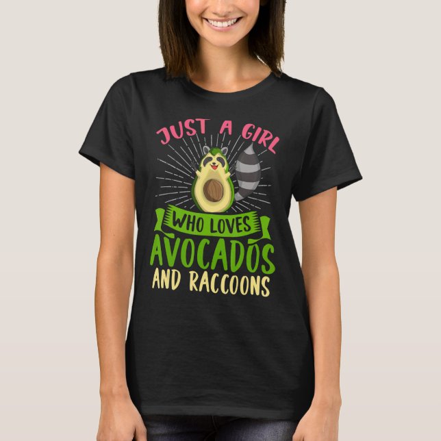 Camiseta Mulheres Avocado Floresta Animal Trash Panda Girl  (Frente)