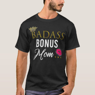 Camiseta Mulheres BADASS Bonus Mãe Do Filho Cute VNeck 