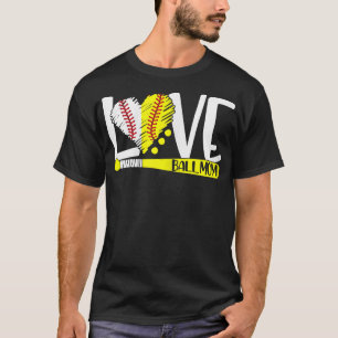 Camiseta Mulheres Ball Mamãe Ama Baseball Softball Engraçad