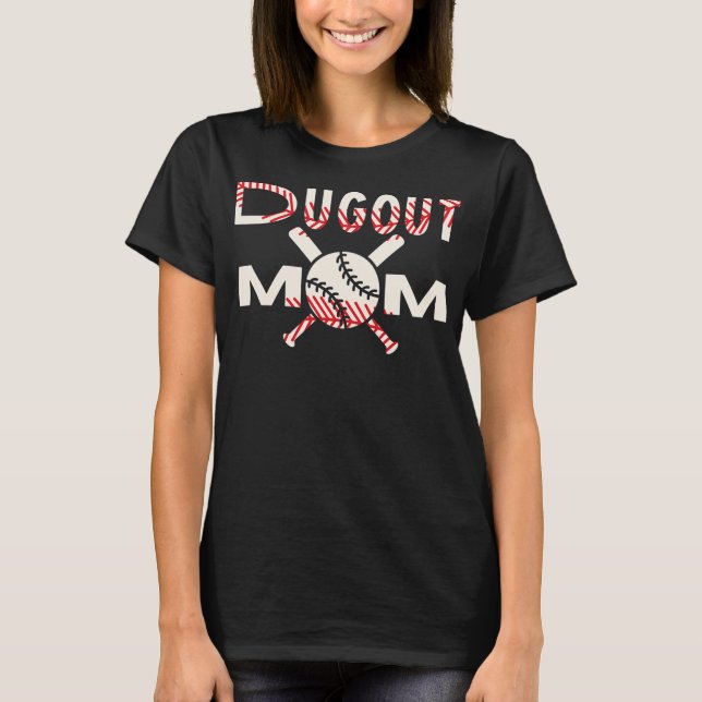 Camiseta Mulheres Baseball Dugout Mãe Bats de Baseball Mãe  (Frente)