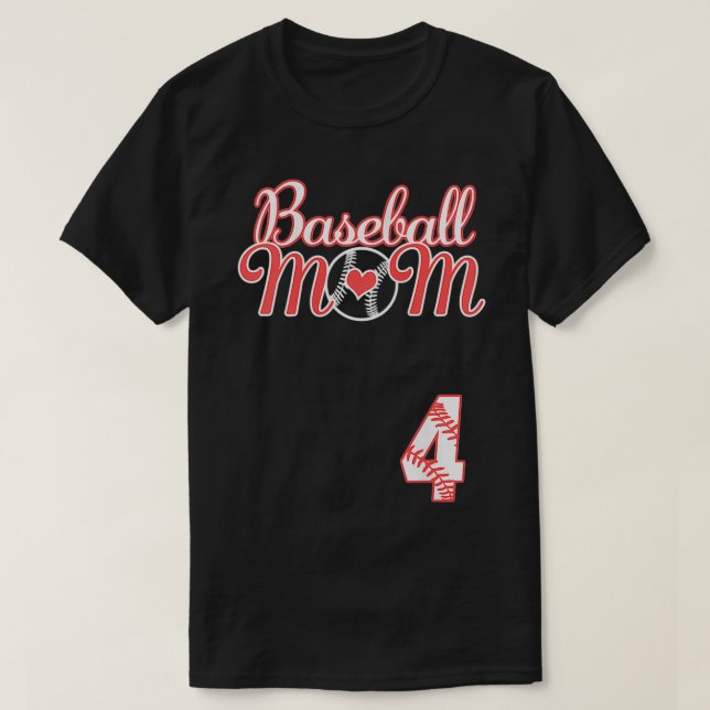 Camiseta Mulheres Baseball Mãe Dia de as mães 4 Jogada Base (Frente do Design)