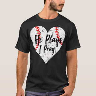 Camiseta Mulheres Baseball Mãe Ele Joga I Reze Jersey Baseb