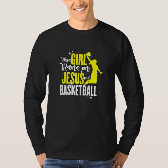 Camiseta Mulheres Basquete Essa Garota Funciona Com Jesus E (Frente)