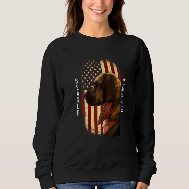 Camiseta Mulheres Beagle Mãe Americana Bandeira Patriótica  (Frente)