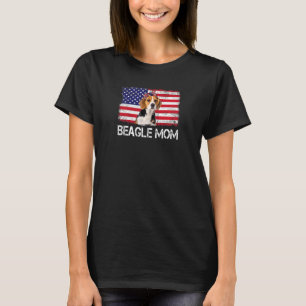 Camiseta Mulheres Beagle Mamãe Bandeira Usa Bandeira 4 De J