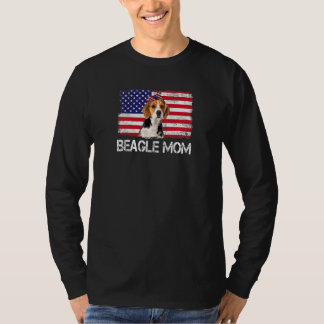 Camiseta Mulheres Beagle Mamãe Bandeira Usa Bandeira 4 De J