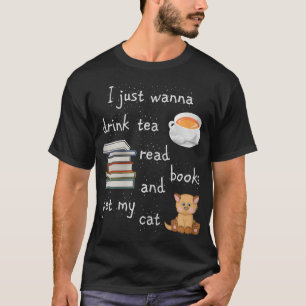 Camiseta Mulheres Bebem Chá Lêem Livros Acariciam Gato