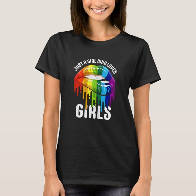 Camiseta Mulheres bebendo Lábios Arco-Íris LGBTQ APENAS UMA (Frente)