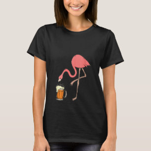 Camiseta Mulheres Beer Flamingo Bebendo Festa de aniversári