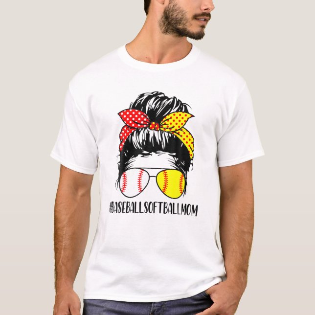 Camiseta Mulheres Beisebol Amam Mamãe A Vida Mess (Frente)