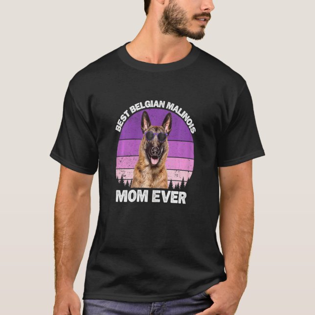 Camiseta Mulheres belgas Malinois Mãe Vintage Belga Shephe (Frente)