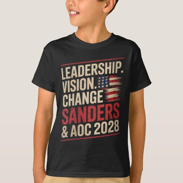 Camiseta Mulheres Bernie Sanders E Aoc 2028 Para O Presiden (Frente)