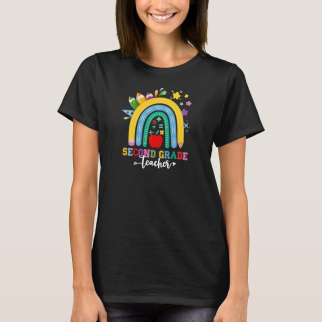 Camiseta Mulheres Boho Arco-Íris Segundo Grau Professora De (Frente)