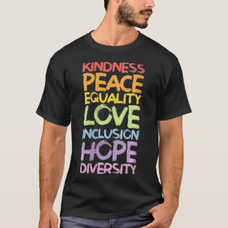 Camiseta Mulheres bondade Paz Amor Igualdade Diversidade Ch