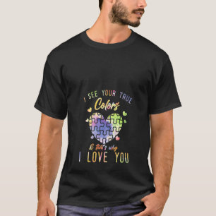 Camiseta Mulheres bondoso Fita Fita Coração Autismo Consciê