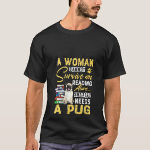 Camiseta Mulheres Bookaholy Lady Cute Pug Mãe Cachorro-de-O