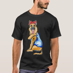 Camiseta Mulheres Cachorro German shepherd Tatuagem Eu Amo 