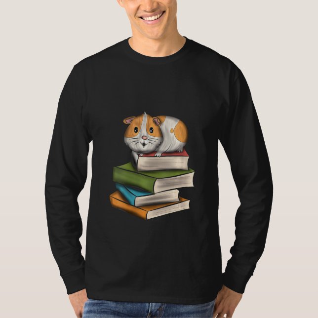 Camiseta Mulheres Cachorro-Guiné Leitura Livros Libra (Frente)