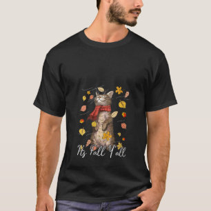 Camiseta Mulheres Cai em Cima de Gato Gato O Outono Deixa G