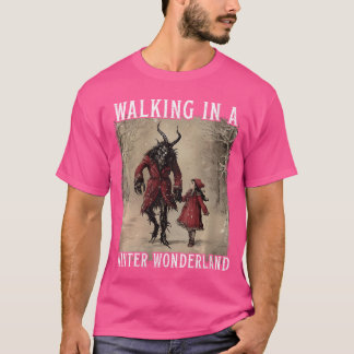Camiseta Mulheres caminhando em um Natal Krampus sinistro