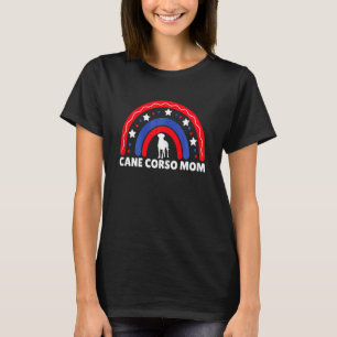 Camiseta Mulheres Cane Corso Mãe Rainbow Usa Patriotic Cane