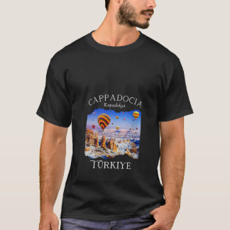 Camiseta Mulheres Cappadocia Turkey Hot Air Balloides Sno
