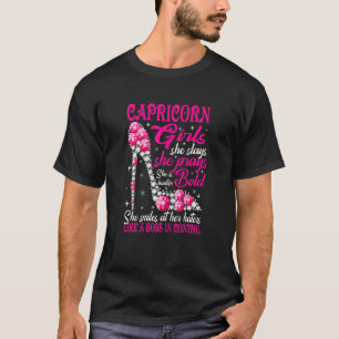 Camiseta Mulheres Capricórnio Garota Como Um Chefe No Contr