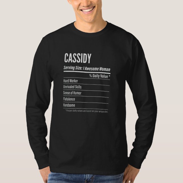 Camiseta Mulheres Cassidy Nutritional Facts Servindo O Tama (Frente)