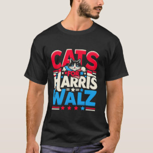Camiseta Mulheres Cats Harris Waltz 2024 Eleição Kamala Har