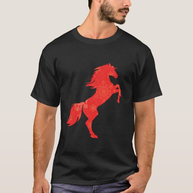 Camiseta Mulheres Cavalo Bonito Passam Feliz Natal Holi (Frente)