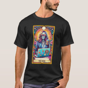 Camiseta Mulheres Chefe Tarot Card Skeleton Trabalhadoras L