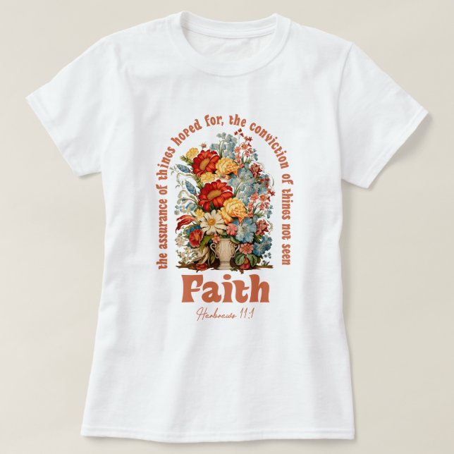 Camiseta Mulheres Christian Boho Faith Wildflower (Frente do Design)