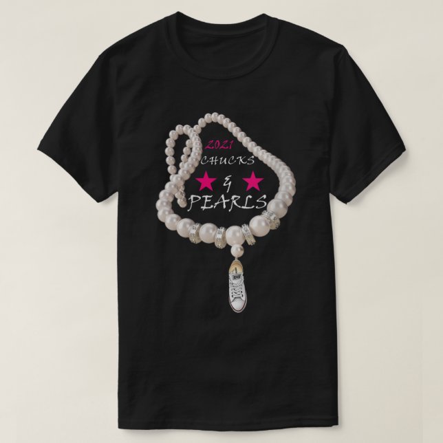 Camiseta Mulheres Chucks Pearls Kamala Conversa Mulheres Me (Frente do Design)