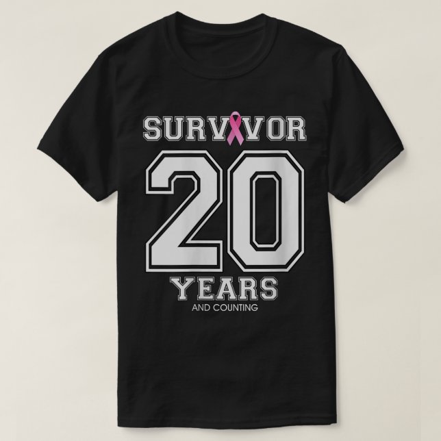 Camiseta Mulheres Com 20 Anos De Sobrevivência Do Câncer Da (Frente do Design)