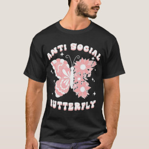 Camiseta Mulheres com borboleta antissocial apresentam anti