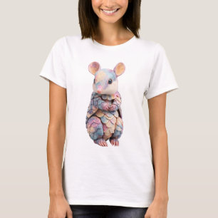 Camiseta Mulheres com Escamas de Tatu Arco-Íris Pastel