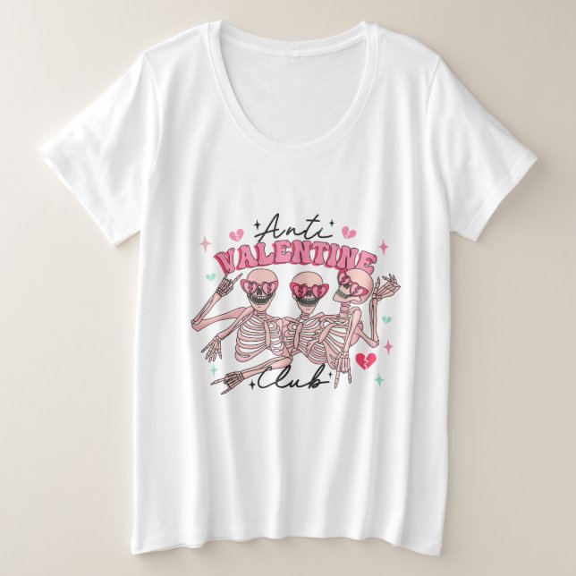 Camiseta Mulheres com esqueletos anti-Dia de os namorados (Frente do Design)