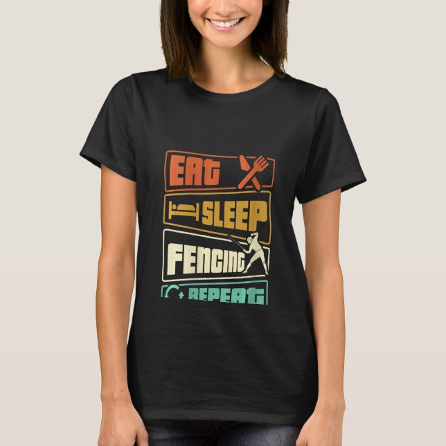 Camiseta Mulheres Comem Esgrima De Sono Repito Escada Saber (Frente)